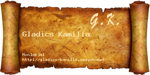 Gladics Kamilla névjegykártya